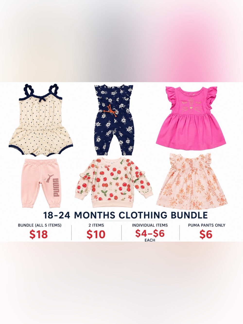 18-24 month bundle  Cherry Print Sweatshirt - Pink Cream
